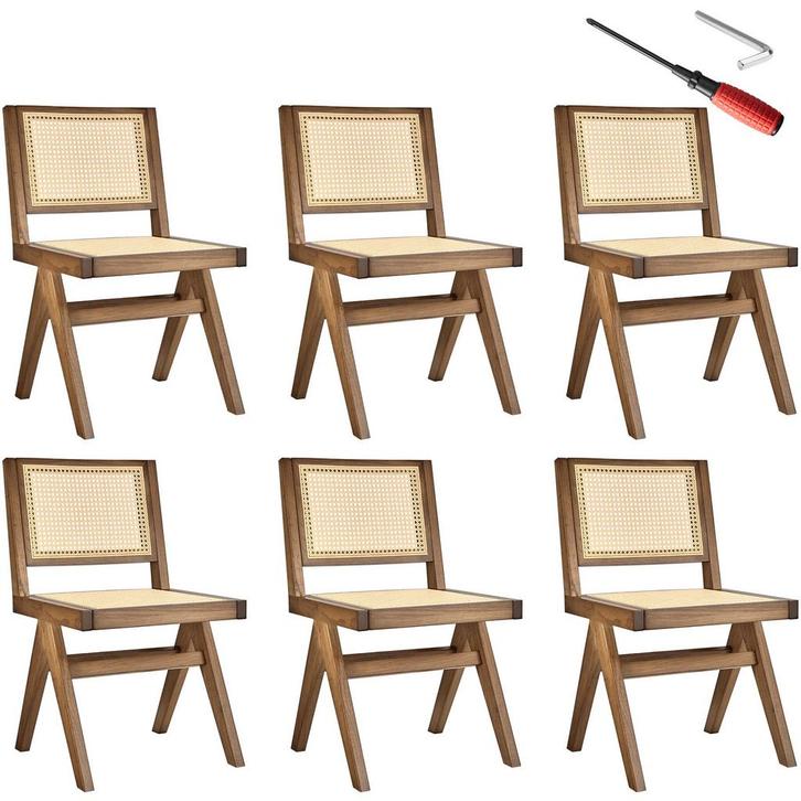 tectake Houten stoel Lizzy met Weens vlechtwerk in boho-stij, Huis en Inrichting, Stoelen, Verzenden