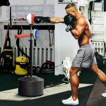 Boksbal - ProFight - Verstelbare hoogte - Reflexstang - Rood, Sport en Fitness, Ophalen of Verzenden, Nieuw