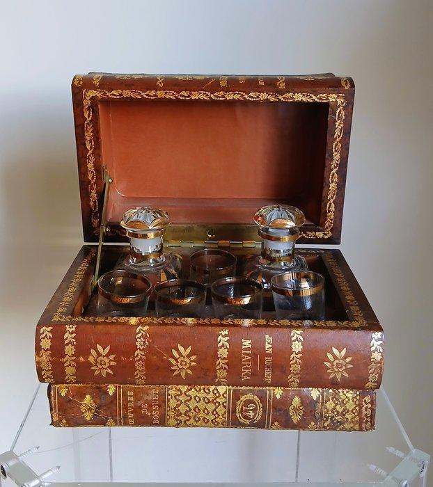 Drankservies - Hout, leer en glas, Antiek en Kunst, Curiosa en Brocante