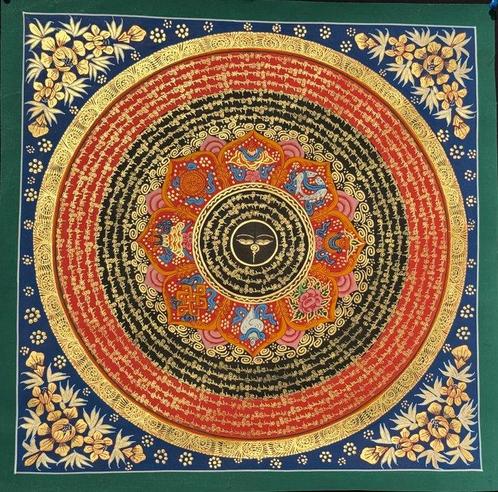 La thangka de mandala Om Mantra de Netra Lama - toile de, Antiek en Kunst, Kunst | Designobjecten