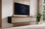 Meubella TV-Meubel Fortunato antraciet eiken 180 cm, Huis en Inrichting, Kasten |Televisiemeubels, Overige materialen, Verzenden