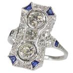 Ring Platina - 0.92ct. tw. Diamant (Natuurlijk) - Sapphire,, Nieuw