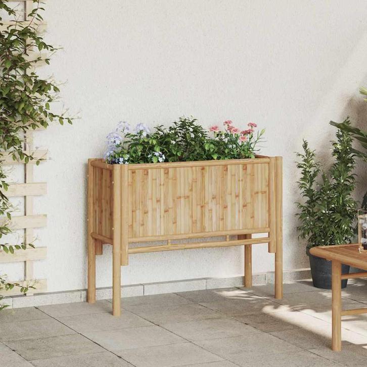 vidaXL Verhoogde plantenbak Bruin 90 x 35 x 70 cm Bamboe, Tuin en Terras, Bloempotten, Nieuw, Verzenden