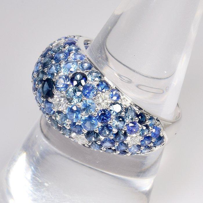 Ring Platina - 5.53ct. tw. Saffier - Diamant - GFCO, Handtassen en Accessoires, Ringen