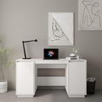 vidaXL Bureau 140x50x75 cm massief grenenhout wit, Verzenden