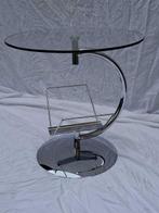 Bijzettafel - verchroomd metaal, glas