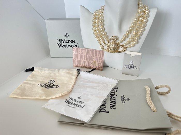 Vivienne Westwood - drierijige kunstmatige parels - Choker, Antiek en Kunst, Curiosa en Brocante