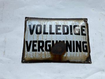 VOLLEDIGE VERGUNNING - Panneau - café Horeca - Émail