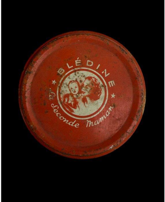 Blikken doos - Curieus potje dat poedermelk uit die tijd, Antiquités & Art, Curiosités & Brocante