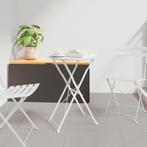 vidaXL Vouw Bistrotafel Wit Ø50x71 cm Poedergecoat Staal, Tuin en Terras, Verzenden, Nieuw