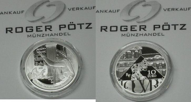Frankreich 10 Euro 2021 zilver Kroenung Napoleons Louvre..., Postzegels en Munten, Munten | Europa | Euromunten, België, Verzenden
