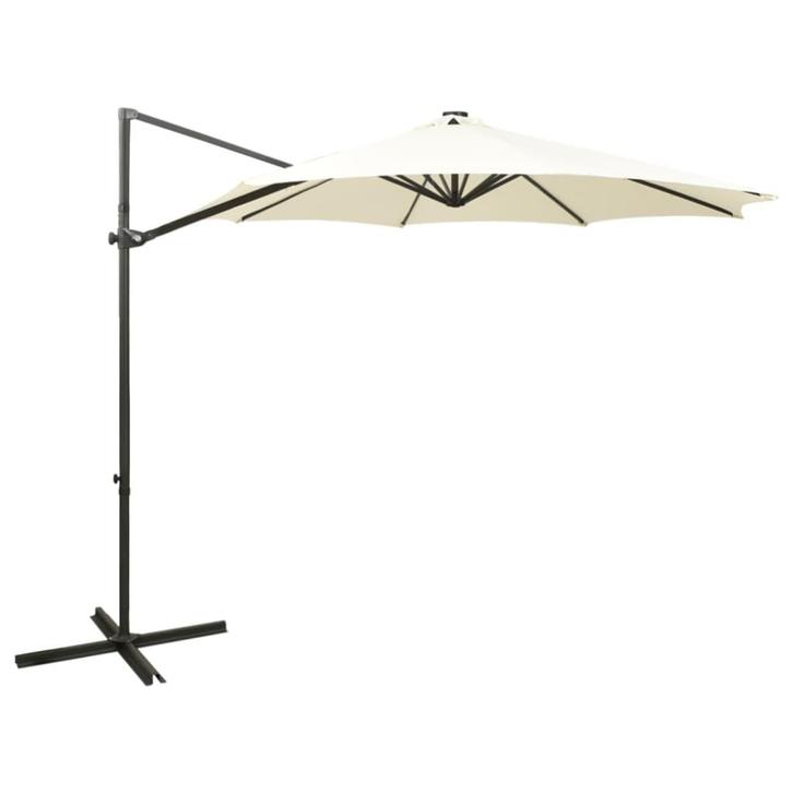 vidaXL Zweefparasol met paal en LED-verlichting 300 cm, Tuin en Terras, Parasols, Nieuw, Verzenden