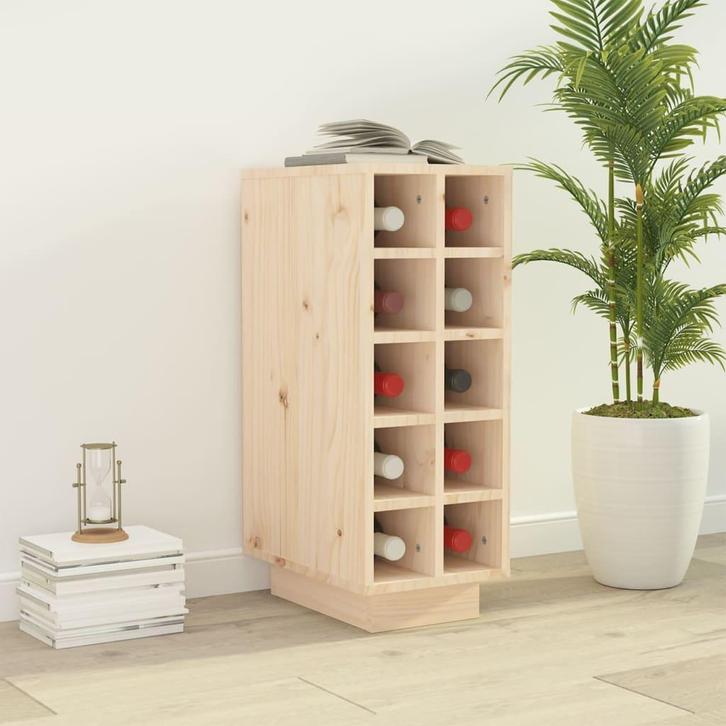 vidaXL Wijnkast 23x34x61 cm massief grenenhout, Huis en Inrichting, Woonaccessoires | Wijnrekken, Nieuw, Verzenden