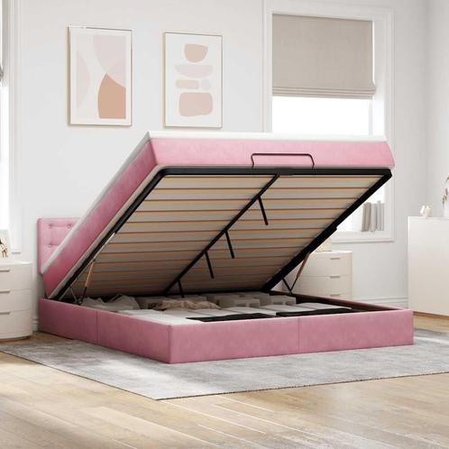 vidaXL Ottoman bed met matras 160x200cm fluweel roze, Huis en Inrichting, Slaapkamer | Bedden, Nieuw, Verzenden