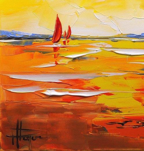 Olivier Pfleger - Soir dété en côte dAzur, Antiek en Kunst, Kunst | Schilderijen | Modern