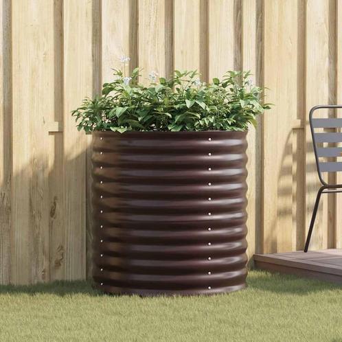 vidaXL Verhoogde plantenbak Bruin 80 x 80 x 81 cm Staal, Tuin en Terras, Bloempotten, Nieuw, Verzenden