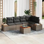 vidaXL 6-delige Tuinsofa Set met Kussens - Grijs Poly Rattan, Tuin en Terras, Verzenden, Nieuw