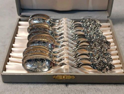 Oldemor - Lepeldoos (13) - Set van 12 NOORSE 830 zilveren, Antiek en Kunst, Antiek | Zilver en Goud