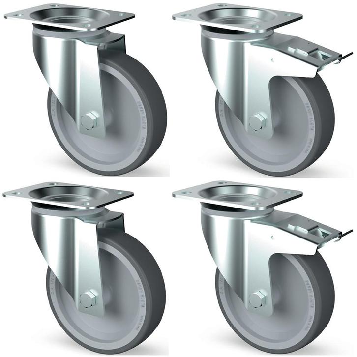 Kit van 4 zwenkwielen voor kast, 2x met rem, Articles professionnels, Horeca | Équipement de cuisine, Envoi