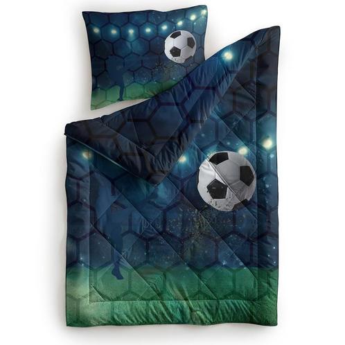 Lazy all-in-one kinderdekbed met voetbalprint - 1-persoons |, Huis en Inrichting, Slaapkamer | Beddengoed, Blauw, Nieuw, Verzenden