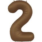 2 Jaar Cijfer Ballon Bruin Mat 86cm, Hobby en Vrije tijd, Feestartikelen, Verzenden, Nieuw