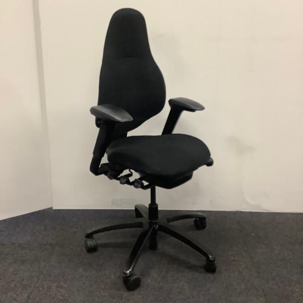 rH Mereo Ergo- bureaustoel zwarte stoffering, Huis en Inrichting, Bureaustoelen, Bureaustoel, Zwart, Gebruikt, Ergonomisch