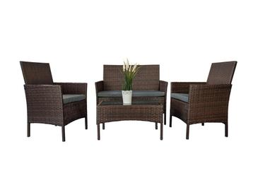 Loungeset Jamaica 4 persoons wicker Bruin, Ophalen of Verzenden, Loungeset
