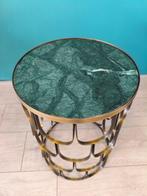Madam Stoltz, Groen Marmer Goud - Bijzettafel - Metaal, Huis en Inrichting, Nieuw