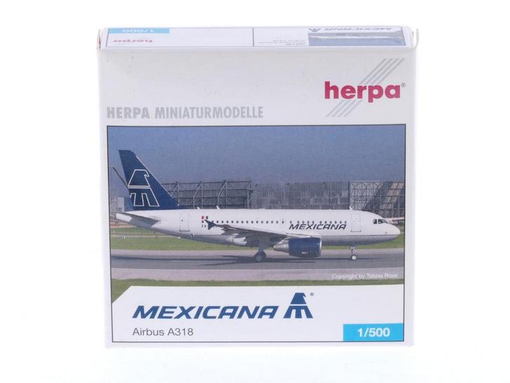 Schaal 1:500 Herpa 509138 Airbus A318 Mexicana Airlines R..., Hobby en Vrije tijd, Modelbouw | Vliegtuigen en Helikopters, Zo goed als nieuw
