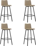 Set van 4 Taupe leren industriële barkrukken - Hermes Leer, Huis en Inrichting, Overige kleuren, Nieuw, Leer, Ophalen of Verzenden