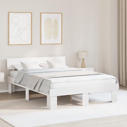 vidaXL Bedframe met hoofdeinde Wit 160 x 200 cm Grenenhout, Huis en Inrichting, Slaapkamer | Bedden, Nieuw, Verzenden