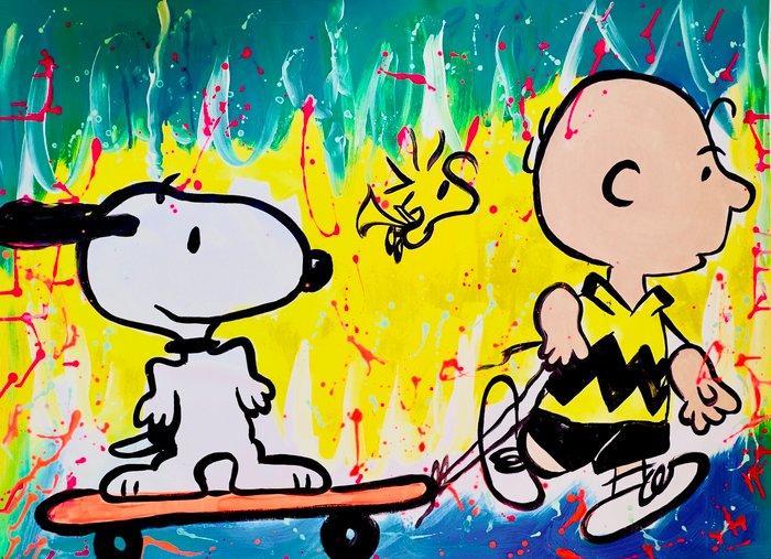 MAxIMO - CHARLIE BRAWN & SNOOPY GO SKATE, Antiek en Kunst, Kunst | Schilderijen | Modern