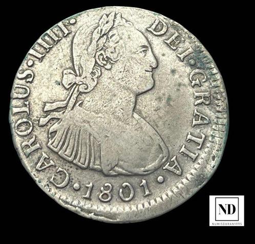 Koninkrijk Spanje. Carlos IV. 2 Reales 1801 - Lima (Zonder, Postzegels en Munten, Munten | Europa | Niet-Euromunten