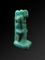 Oud-Egyptisch Faience Amulet van de God Toth met Ibisgezicht, Antiek en Kunst