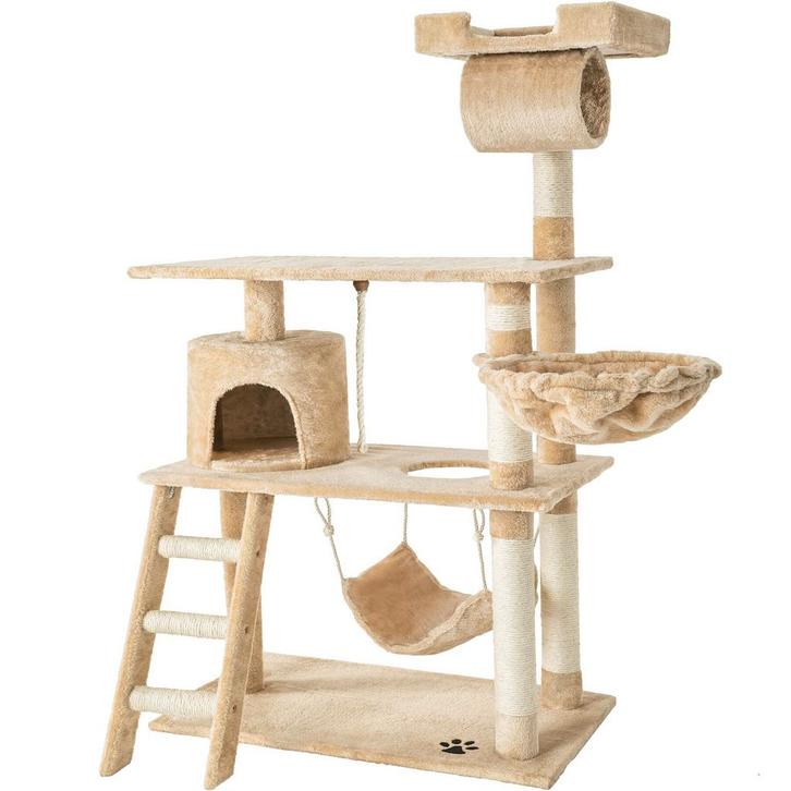 tectake Krabpaal Marcel 141cm - beige, Dieren en Toebehoren, Katten-accessoires, Verzenden