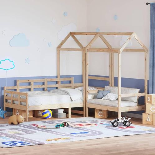 vidaXL Kinderbed met huisje en bankje massief grenenhout, Huis en Inrichting, Slaapkamer | Bedden, Nieuw, Verzenden