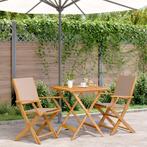 vidaXL 3-delige Bistroset stof en massief hout taupe, Tuin en Terras, Tuinsets en Loungesets, Verzenden, Nieuw