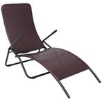 vidaXL Inklapbaar ligbed poly rattan bruin, Jardin & Terrasse, Chaises longues, Verzenden