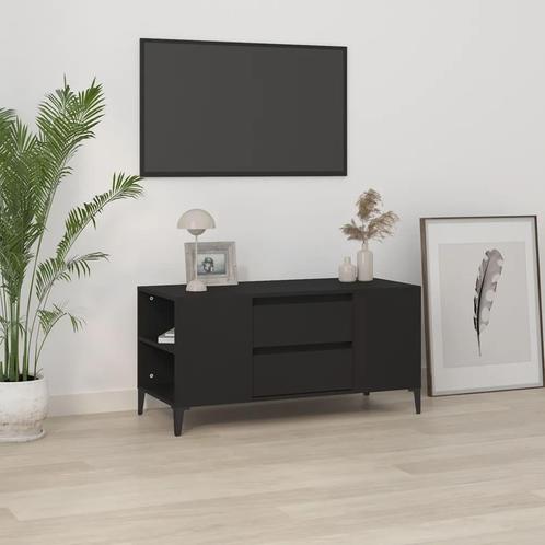 vidaXL Tv-meubel 102x44,5x50 cm bewerkt hout zwart, Maison & Meubles, Armoires | Mobilier de télévision, Envoi
