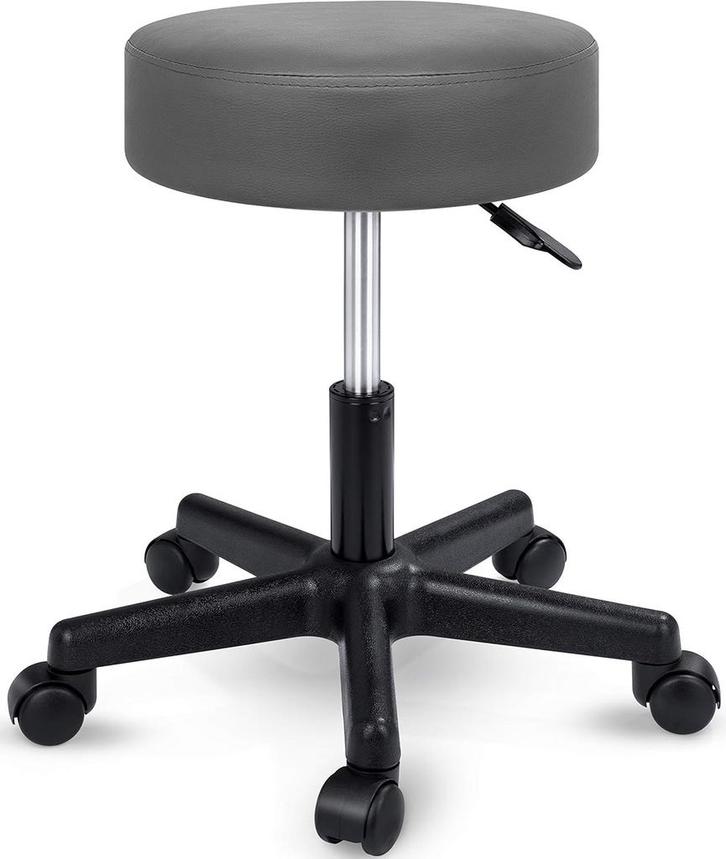 Zadelkruk - Kruk op wielen - Rolkruk - Draaikruk - Grijs - T, Maison & Meubles, Chaises de bureau, Envoi