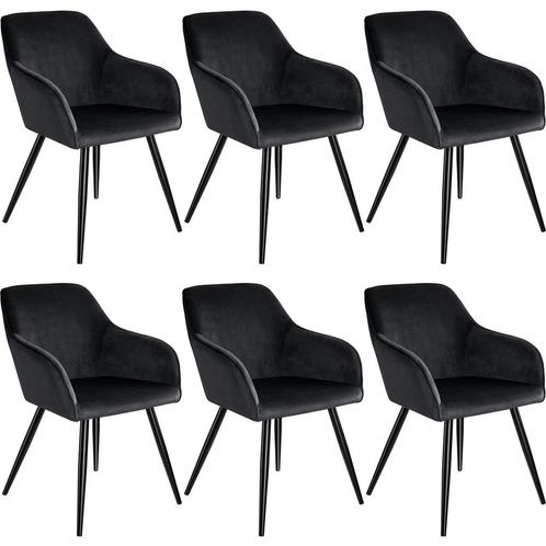 tectake Eetkamerstoel Marilyn fluweellook, zwarte stoelpoten, Huis en Inrichting, Stoelen, Verzenden