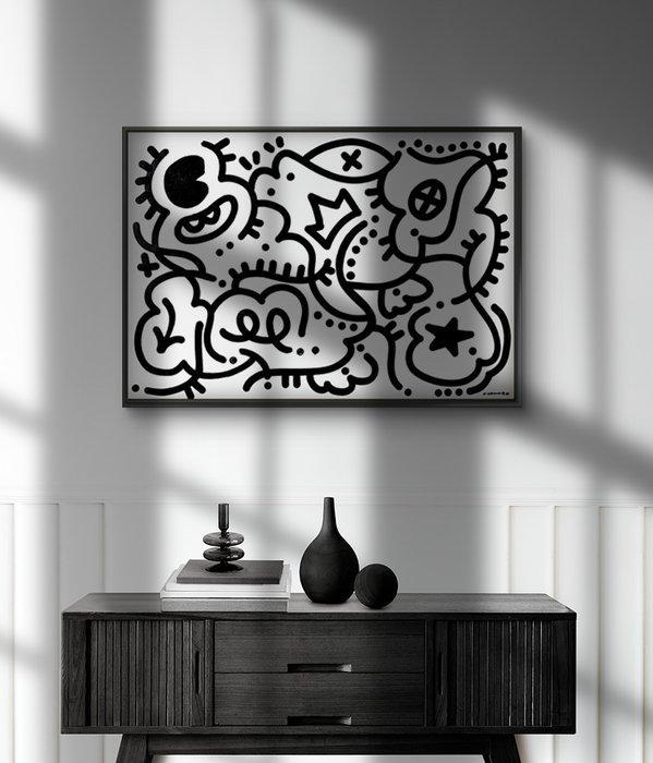 Omhie (1986) - Plots (XL / Unique work) Doodle Style - Pop, Antiek en Kunst, Kunst | Schilderijen | Modern