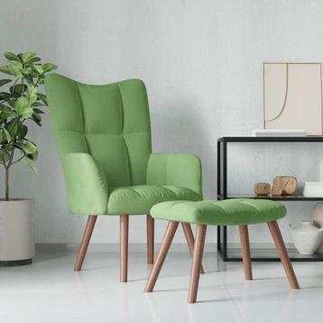 vidaXL Relaxstoel met voetenbank fluweel lichtgroen, Huis en Inrichting, Fauteuils, Verzenden, Nieuw