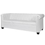 vidaXL Driezitsbank Chesterfield kunstleer wit