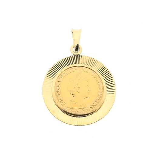 Gouden hanger van 10 gulden munt Koningin Wilhelmina 1912, Handtassen en Accessoires, Bedels, Gebruikt, Overige merken, Goud, Ophalen of Verzenden