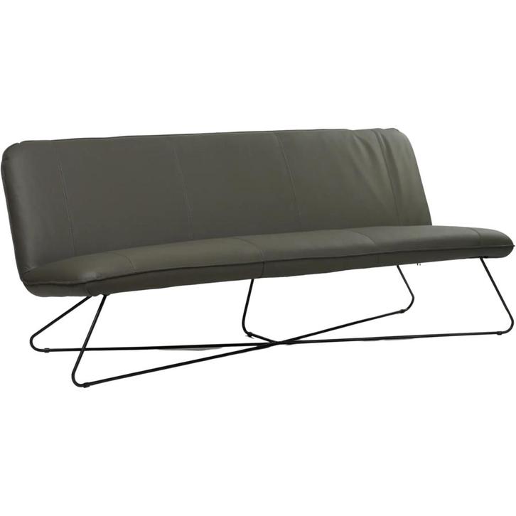Smile - Toledo leer Antraciet, Huis en Inrichting, Zetels | Zetels, 150 tot 200 cm, 75 tot 100 cm, Rechte bank, Nieuw, Leer, Ophalen of Verzenden