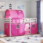 vidaXL Stapelbed met gordijnen 90x200 cm grenenhout roze, Huis en Inrichting, Verzenden, Nieuw