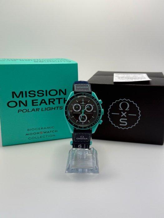 Omega x Swatch - Moonswatch - Mission on Earth Polar lights, Handtassen en Accessoires, Horloges | Heren