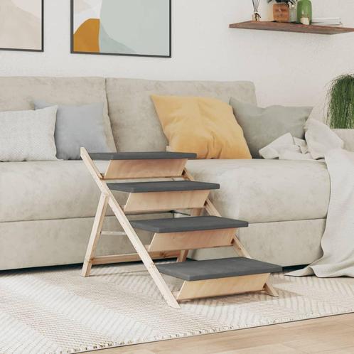vidaXL Hondentrap 105x47 cm massief vurenhout grijs, Dieren en Toebehoren, Overige Dieren-accessoires, Nieuw, Verzenden