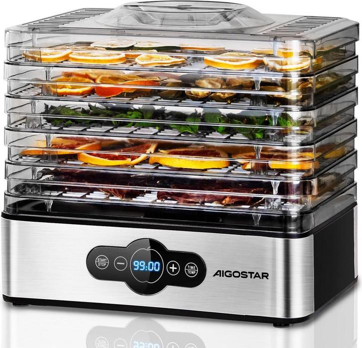 Voedseldroger - Droogautomaat - 30-70°C - RVS/Zwart - Aigost, Huis en Inrichting, Woonaccessoires | Overige, Verzenden